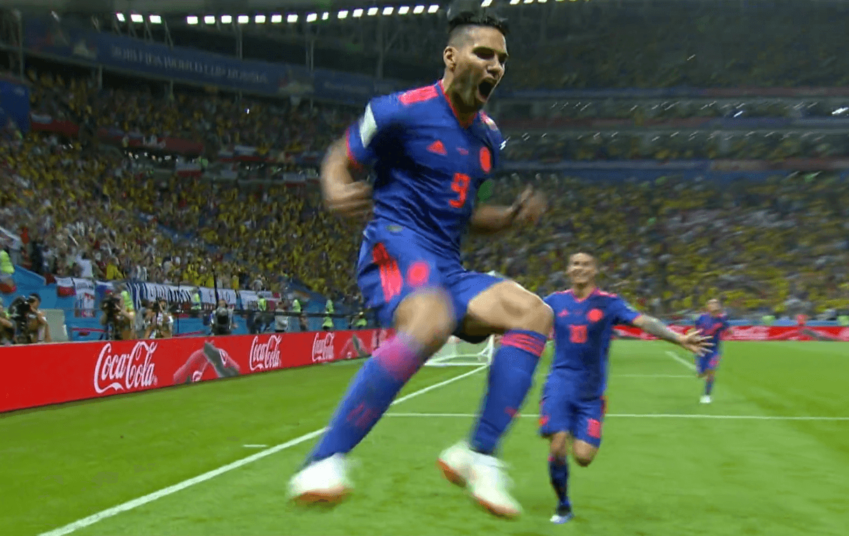 Oggi l'ultima giornata dei gruppi Falcao esulta dopo il gol con la Polonia